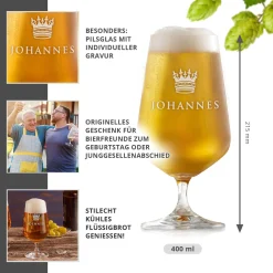 Bierglas mit Gravur - König Krone