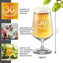 Bierglas mit Gravur zum 30. Geburtstag
