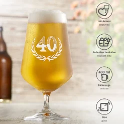 Bierglas mit Gravur zum 40. Geburtstag