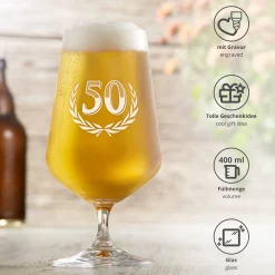 Bierglas mit Gravur zum 50. Geburtstag
