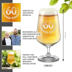 Bierglas mit Gravur zum 60. Geburtstag