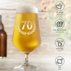 Bierglas mit Gravur zum 70. Geburtstag