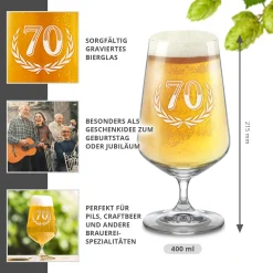 Bierglas mit Gravur zum 70. Geburtstag