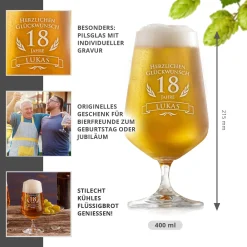Bierglas zum 18. Geburtstag
