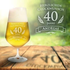 Bierglas zum 40. Geburtstag