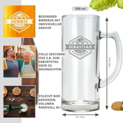 Bierkrug mit Gravur - Bierkenner - Personalisiert