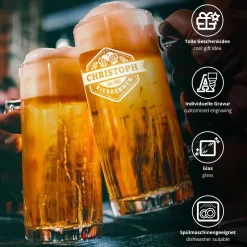 Bierkrug mit Gravur - Bierkenner - Personalisiert