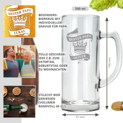 Bierkrug mit Gravur für Papa - Krone Wappen