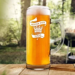 Bierkrug mit Gravur für Papa - Krone Wappen