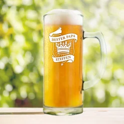 Bierkrug mit Gravur für Papa - Krone Wappen