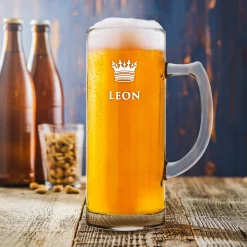 Bierkrug mit Gravur - König Krone