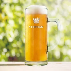 Bierkrug mit Gravur - König Krone