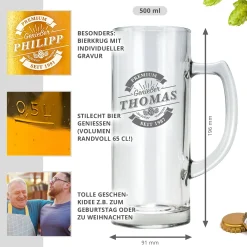 Bierkrug mit Gravur - Premium Genießer