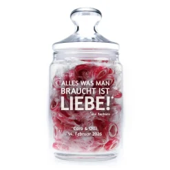 Bonbonglas mit Gravur - Alles was man braucht ist Liebe