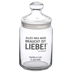 Bonbonglas mit Gravur - Alles was man braucht ist Liebe