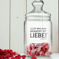 Bonbonglas mit Gravur - Alles was man braucht ist Liebe