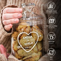 Bonbonglas mit Gravur - Amors Pfeil