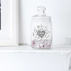 Bonbonglas mit Gravur - Blumenherz Oma