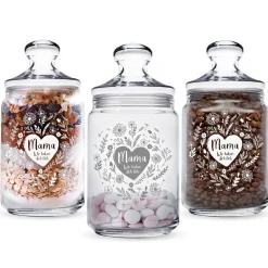 Bonbonglas mit Gravur - Blumenherz Mama