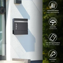 Briefkasten mit Fenstern Anthrazit