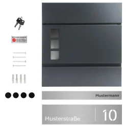 Briefkasten mit Fenstern Anthrazit