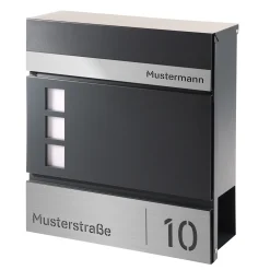Briefkasten mit Fenstern Anthrazit