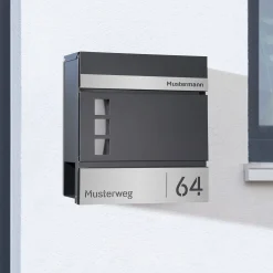 Briefkasten mit Fenstern Anthrazit
