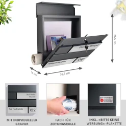 Briefkasten mit Kacheln Anthrazit