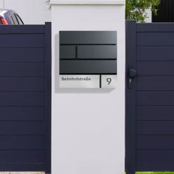 Briefkasten mit Kacheln Anthrazit