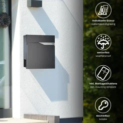 Briefkasten mit Zeitungsfach Anthrazit
