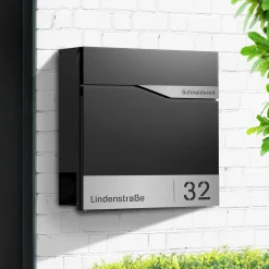 Briefkasten mit Zeitungsfach Schwarz