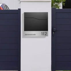 Briefkasten mit Zeitungsfach Schwarz