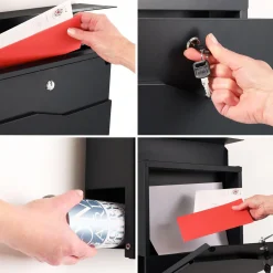Briefkasten mit Zeitungsfach Schwarz