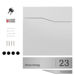 Briefkasten mit Zeitungsfach Weiß