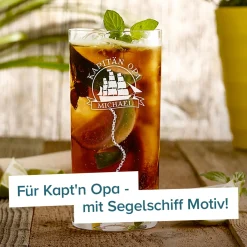 Cocktailglas mit Gravur für Opa - Segelschiff