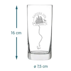 Cocktailglas mit Gravur für Opa - Segelschiff