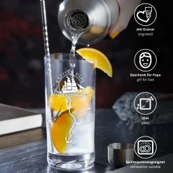 Cocktailglas mit Gravur für Papa - Segelschiff