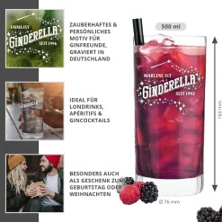 Cocktailglas mit Gravur - Ginderella