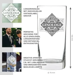 Cocktailglas mit Gravur - Ginologe