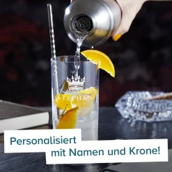 Cocktailglas mit Gravur - König Krone