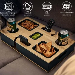 Couch Tablett mit Snackbar und Getränkehaltern
