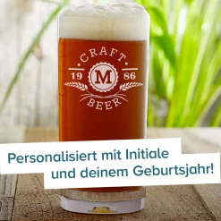 Craft Beer Glas mit Initialen Gravur - Ähren