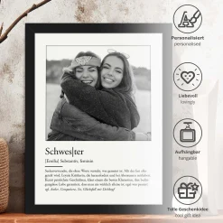 Definition Schwester - personalisiertes Bild mit Foto