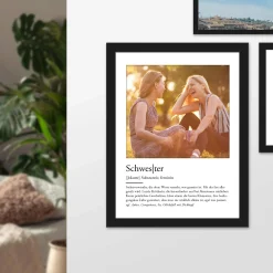 Definition Schwester - personalisiertes Bild mit Foto
