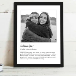Definition Schwester - personalisiertes Bild mit Foto