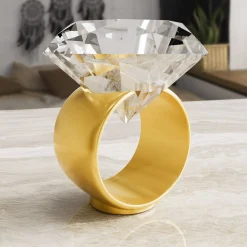Diamant Kristall mit Liebestauben Gravur und Ring Displayständer