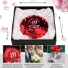 Diamant Kristall Rot mit Gravur zur Rubinhochzeit und Ring Displayständer Silber