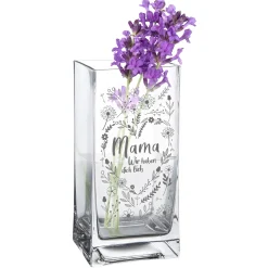 Eckige Vase - Blumenherz für Mama