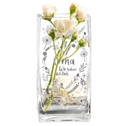 Eckige Vase - Blumenherz für Oma