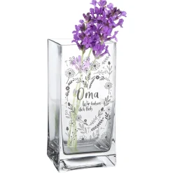 Eckige Vase - Blumenherz für Oma